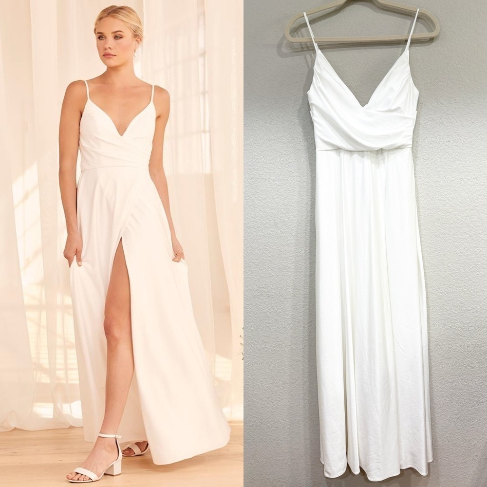 NWOT Lulus Choose Your Love White Surplice Sleeveless Maxi Dress